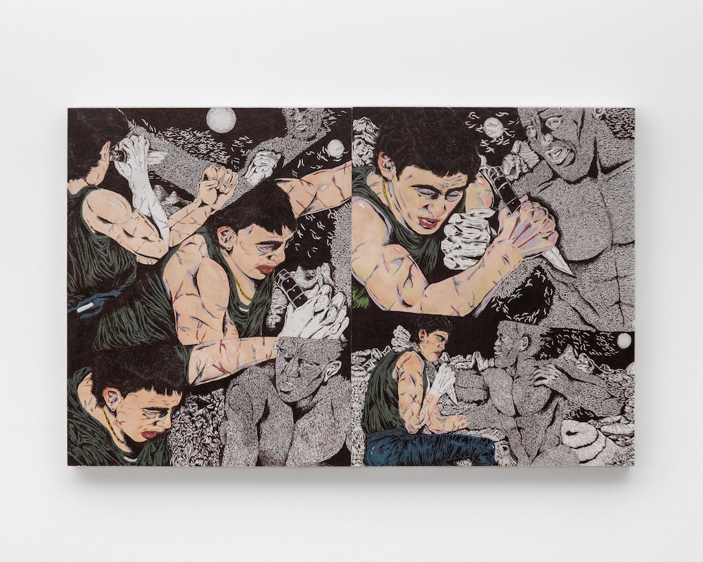 <i>Body Rot</i>, 2024. Pen and ink on paper mounted on board, 19 x 24 in (48.3 x 61 cm)